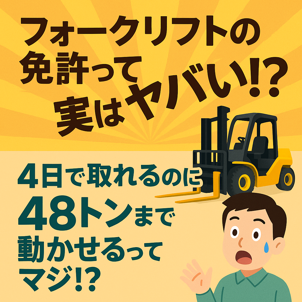 フォークリフトの免許って実はヤバい！？～4日で取れるのに48トンまで動かせるってマジ？～