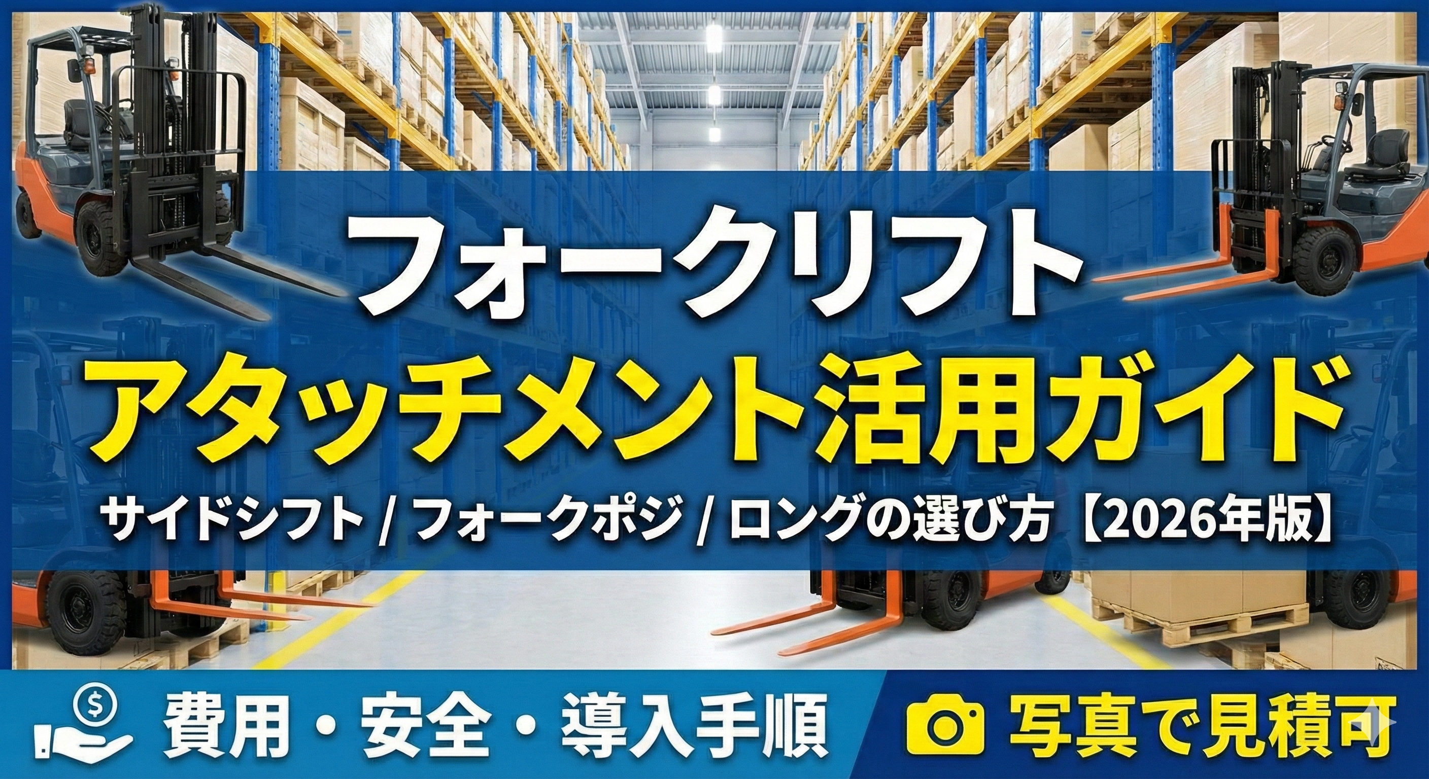フォークリフトのアタッチメント活用ガイド|サイドシフト/フォークポジ/ロングの選び方【2026年版】